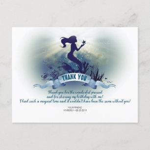 Magical Mermaid Birthday Thank You Postcard