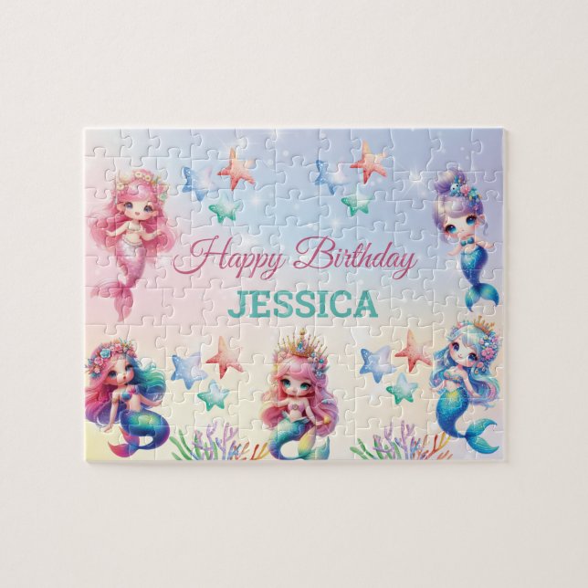 Magical Mermaid Birthday Under The Sea  Jigsaw Puzzle (Horizontal)