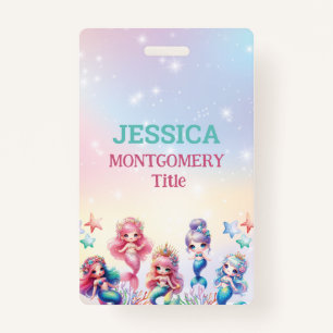 Magical Mermaid Birthday Under The Sea Photo ID Badge