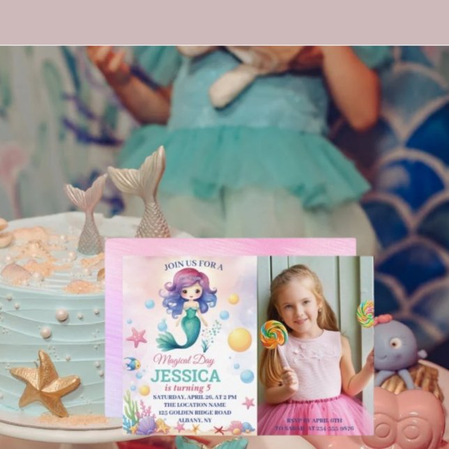 Magical Mermaid Birthday Under The Sea Photo Invitation (Creator Uploaded)