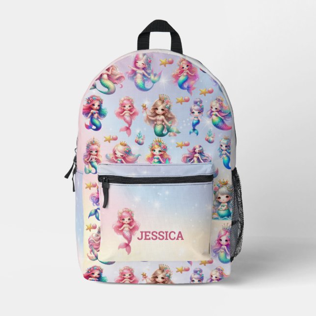 Magical Mermaid Birthday Under The Sea  Printed Backpack (Front)