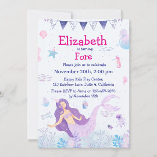 Magical Mermaid Children's Birthday Invitation