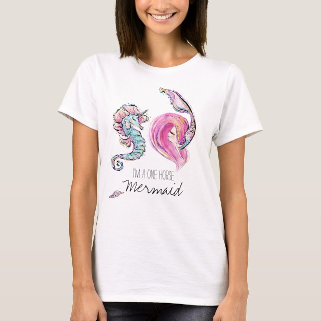 *~* Magical Mermaid Glitter Sea Horse Shell Tee (Front)