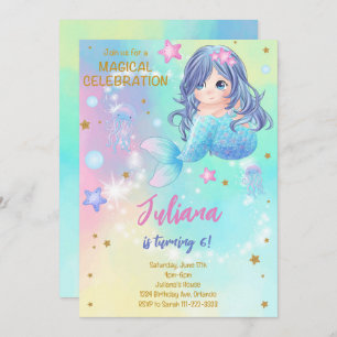 Magical Mermaid Kids Birthday Invitation