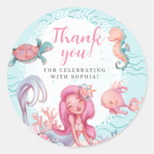 Magical Mermaid Party Birthday Classic Round Sticker