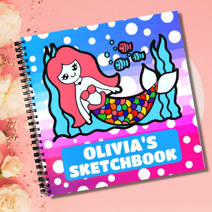 Magical Mermaid Personalised Kids Sketchbook Notebook
