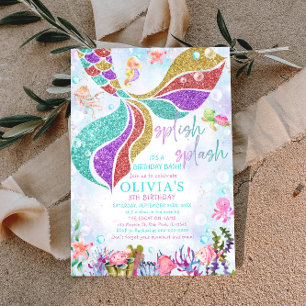 Magical Mermaid Pool Party Birthday Invitation