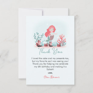 Magical Mermaid Princess Birthday Party Thank You Card
