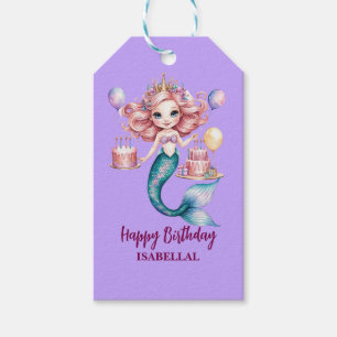 Magical mermaid rainbow Birthday girl party Gift Tags