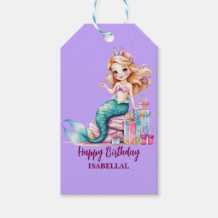 Magical mermaid rainbow Birthday girl party Gift Tags