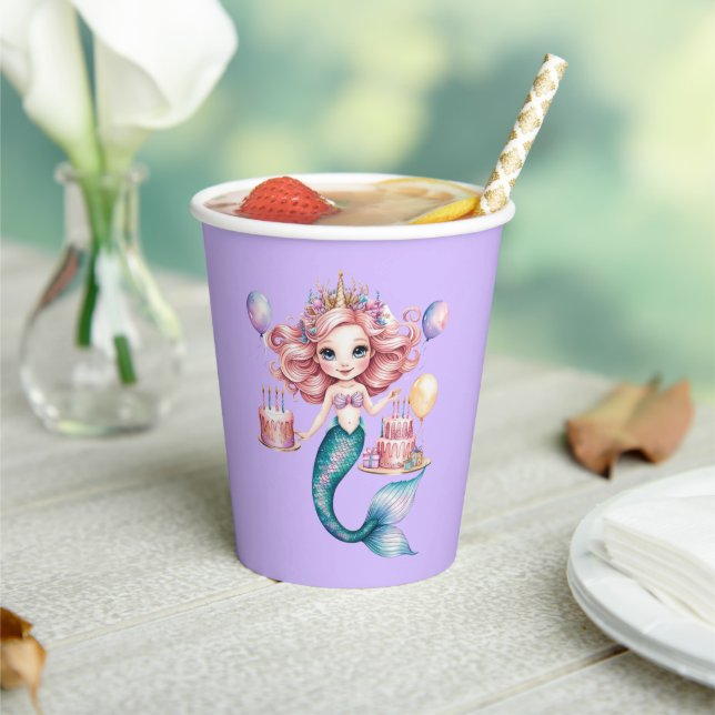 Magical mermaid rainbow Birthday girl party Paper Cups (Insitu)