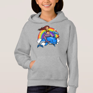 Magical Mermaid Riding Unicorn Dolphin Rainbow