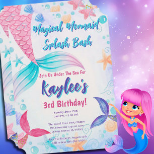 Magical Mermaid Tail Birthday Party Invitation