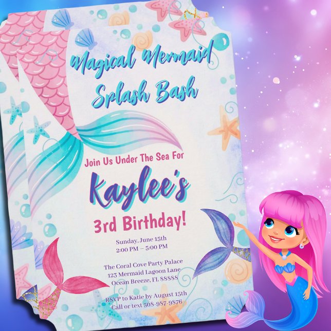 Magical Mermaid Tail Birthday Party Invitation (Magical Mermaid Birthday Party Invitation)