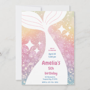 Magical Mermaid Tail Under The Sea Birthday Party Invitation