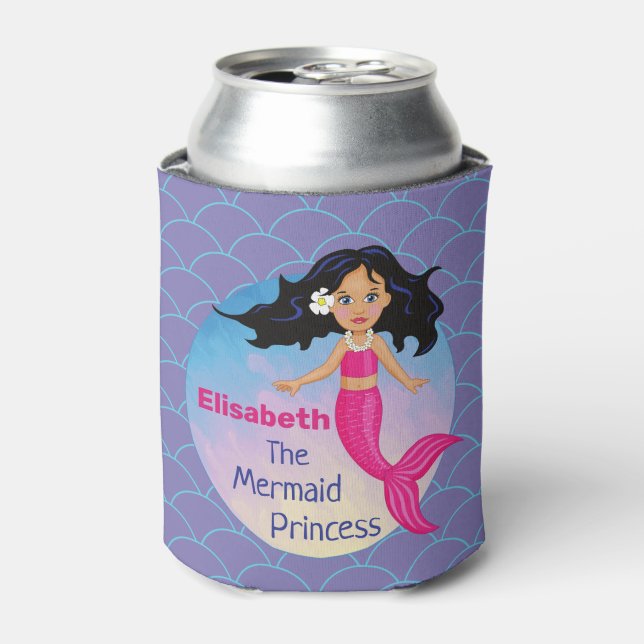Magical Mermaid Under The Sea Birthday Can Cooler (Can Front)