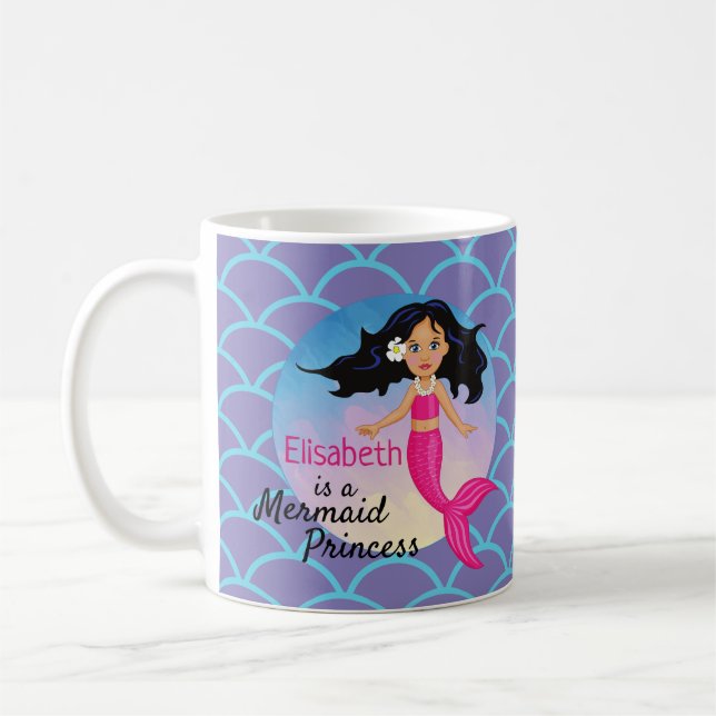 Magical Mermaid Under The Sea Birthday Coffee Mug (Left)