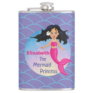 Magical Mermaid Under The Sea Birthday Hip Flask