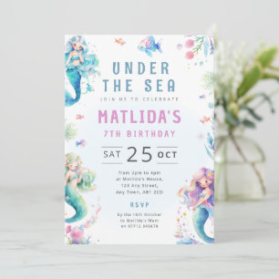 Magical Mermaid Under The Sea Birthday Invite