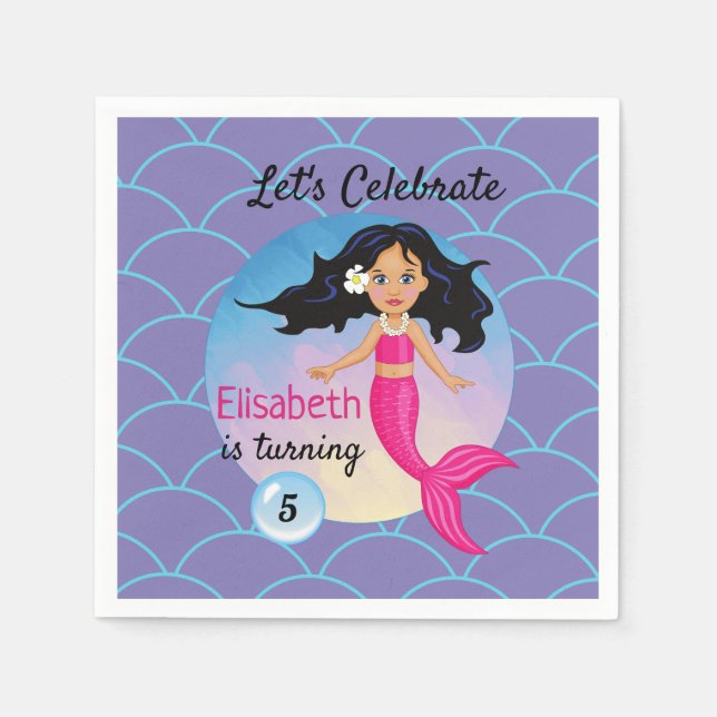 Magical Mermaid Under The Sea Birthday Napkin (Front)