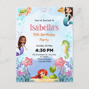 Magical Mermaid Under the Sea Birthday Postcard