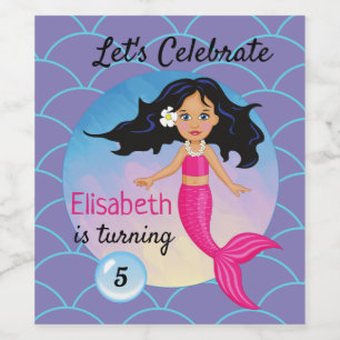 Magical Mermaid Under The Sea Birthday Wine Label