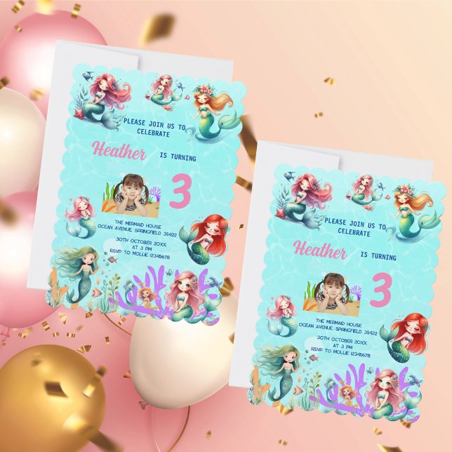 Magical Mermaid Under the Sea Kids Birthday Party Invitation (Creator Uploaded)
