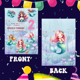 Magical Mermaid Under the Sea Kids Birthday Party Invitation