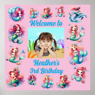 Magical Mermaid Under the Sea Kids Birthday Party Poster