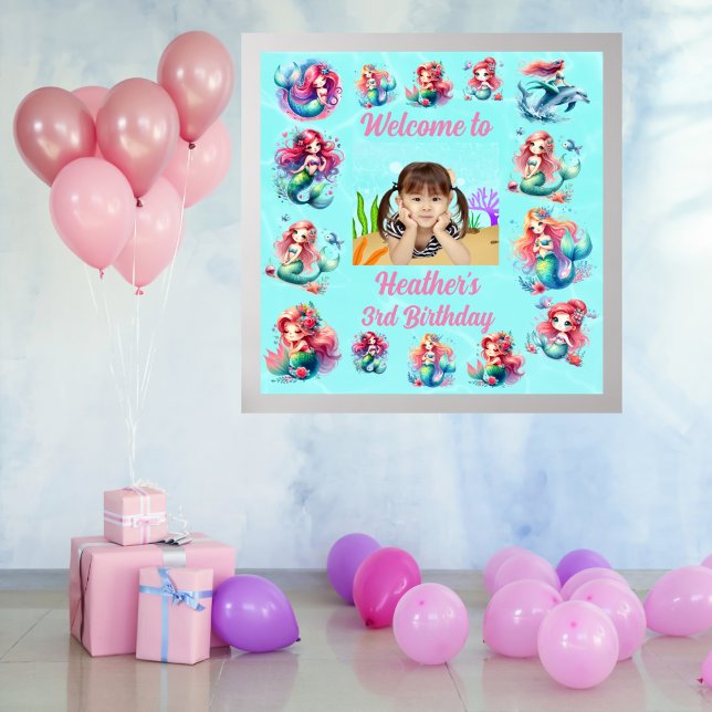 Magical Mermaid Under the Sea Kids Birthday Party Poster (Creator Uploaded)