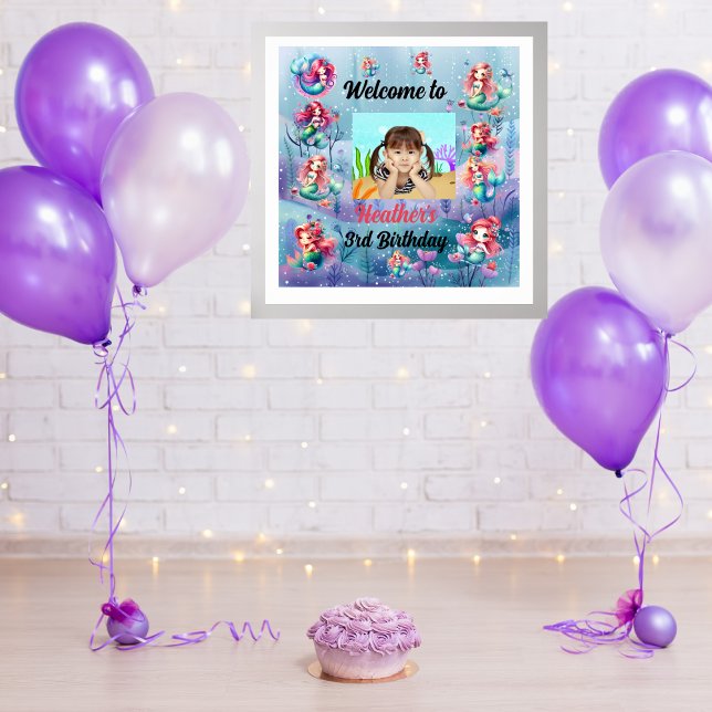 Magical Mermaid Under the Sea Kids Birthday Party Poster (Creator Uploaded)