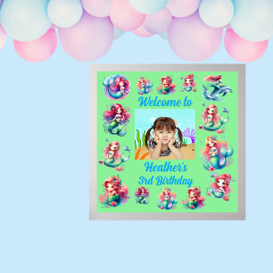 Magical Mermaid Under the Sea Kids Birthday Party Poster