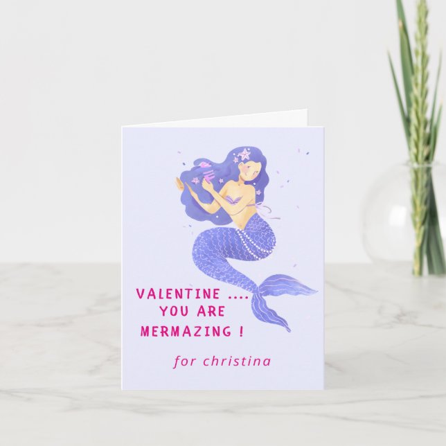 Magical mermaid  Valentine's Day  Holiday Card (Front)