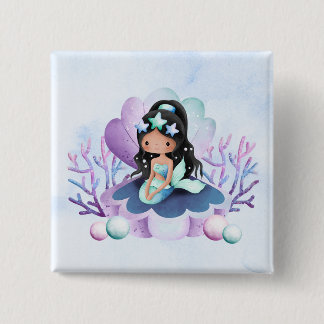 Magical Mermaid | Watercolor Birthday 15 Cm Square Badge