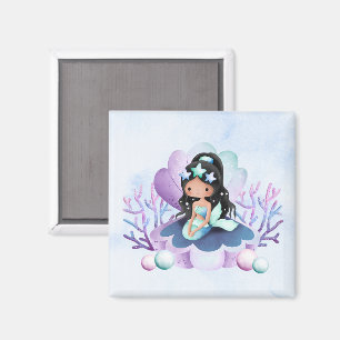 Magical Mermaid Watercolor Birthday Magnet