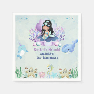 Magical Mermaid Watercolor Birthday Party Napkin