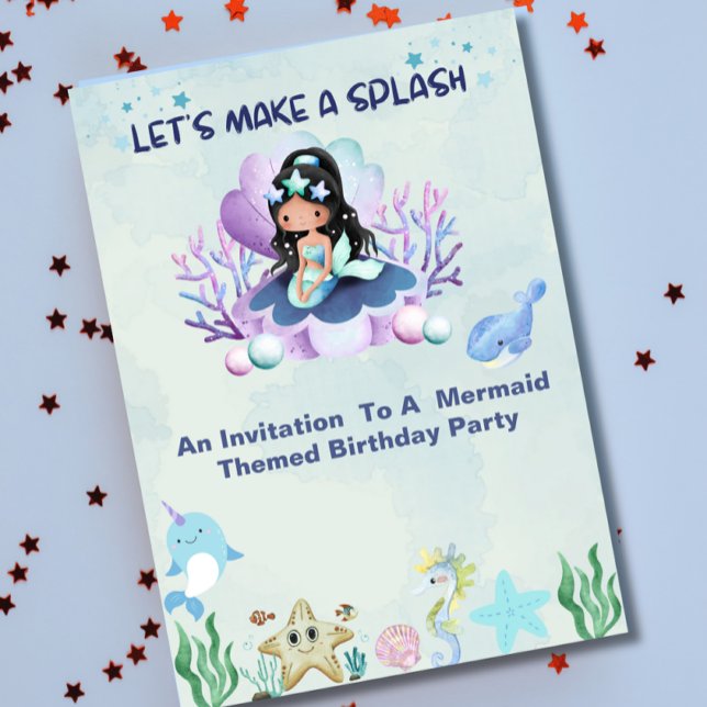 Magical Mermaid Watercolour Birthday Party Invitation (Creator Uploaded)