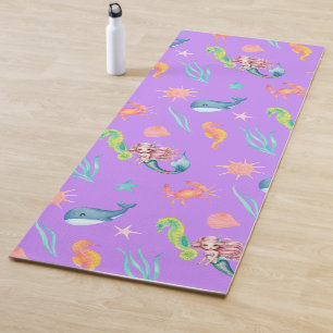 Magical mermaid whale rainbow Birthday girl party Yoga Mat