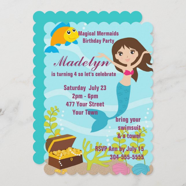 Magical Mermaids Pool Party Invitation (Front/Back)