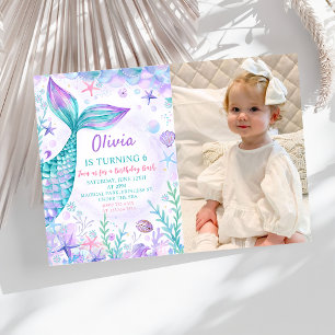 Magical Mermaids Tail Birthday Party Photo Invitation