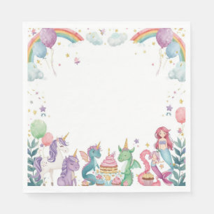 Magical Mermaids Unicorns Rainbow Personalized Napkin