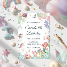 Magical Mermaids Unicorns Rainbows Kids Birthday