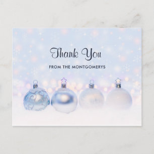 Magical Metallic Christmas Balls Photo Thank You Postcard