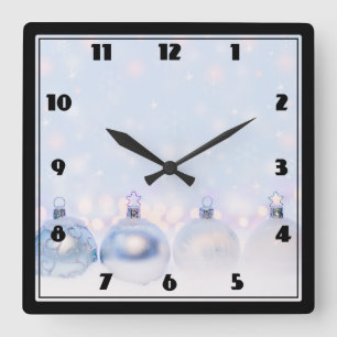 Magical Metallic Christmas Balls Photograph Square Wall Clock
