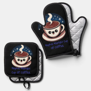 Magical Midnight Cup Of Coffee Oven Mitt & Pot Holder Set