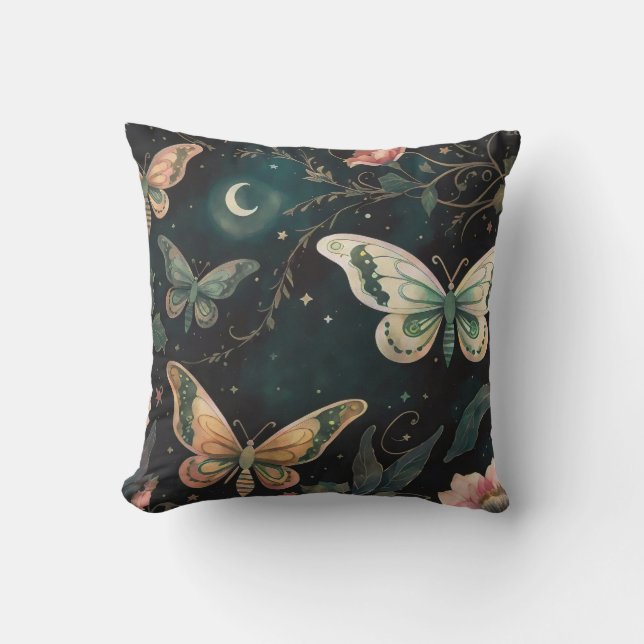 Magical Midnight Garden Throw Pillow (Front)
