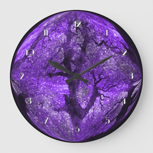 Magical Midnight Purple Crystal Ball Wall Clock (Front)