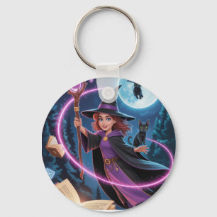 Magical Midnight Witch – Enchanted Spell Caster Key Ring