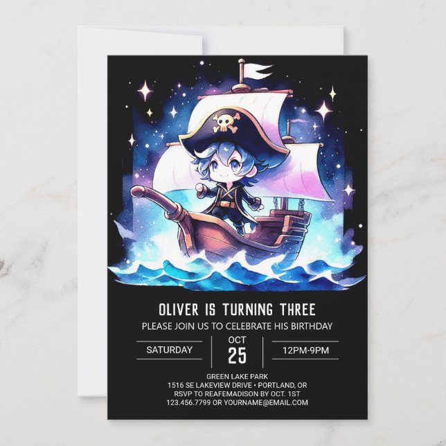 Magical Minimalist Pirate Birthday Invitation (Front)