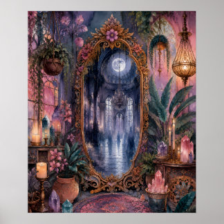 Magical Mirror Portal Haunted Ballroom Whimsigoth  Poster